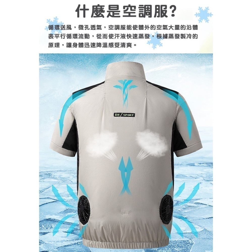 拒絕夏天濕汗 主動式空冷衣 冷風工作服 USB供電空調衣 風扇冷卻衣 移動風扇 工地施工 物流外送 吊車司機-細節圖6