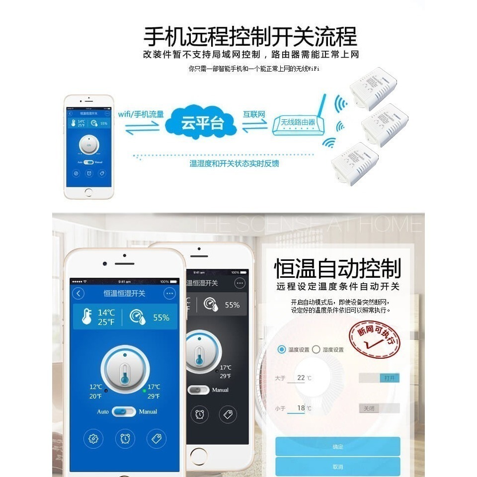 APP遠端溫溼度開關TH16RF【可加溫濕度控制】易微聯 手機無線遠控WIFI定時開關 魚塭馬達 抽水馬達 養殖業用-細節圖3