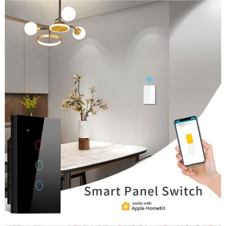 蘋果HomeKit 遠端電燈開關 單零火兩用版 鋼化玻璃燈切面板 APP電燈開關面板-細節圖2