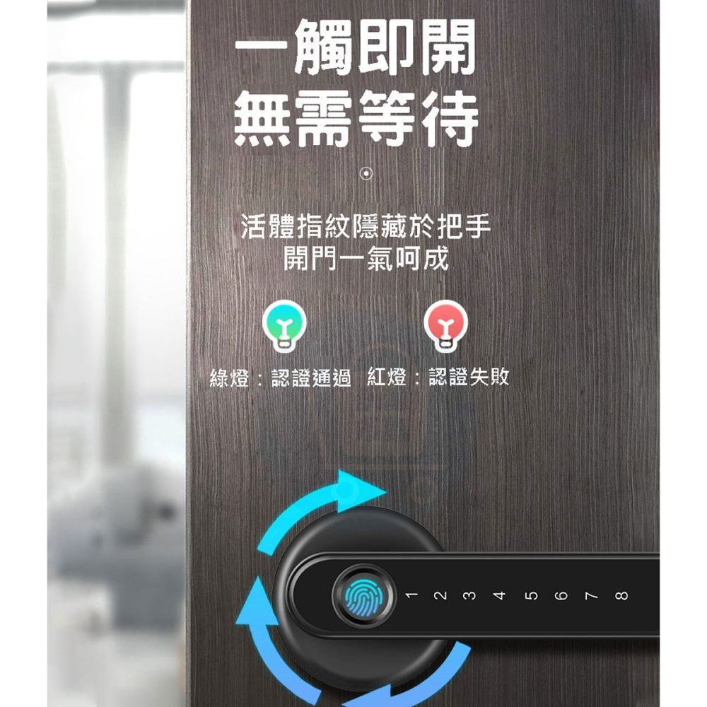 台灣保固 三合一密碼指紋門把鎖 一指開門指紋密碼晶片 水平鎖 智能鎖 指紋鎖 防盜鎖 電池鎖 木門鎖 電子鎖-細節圖8