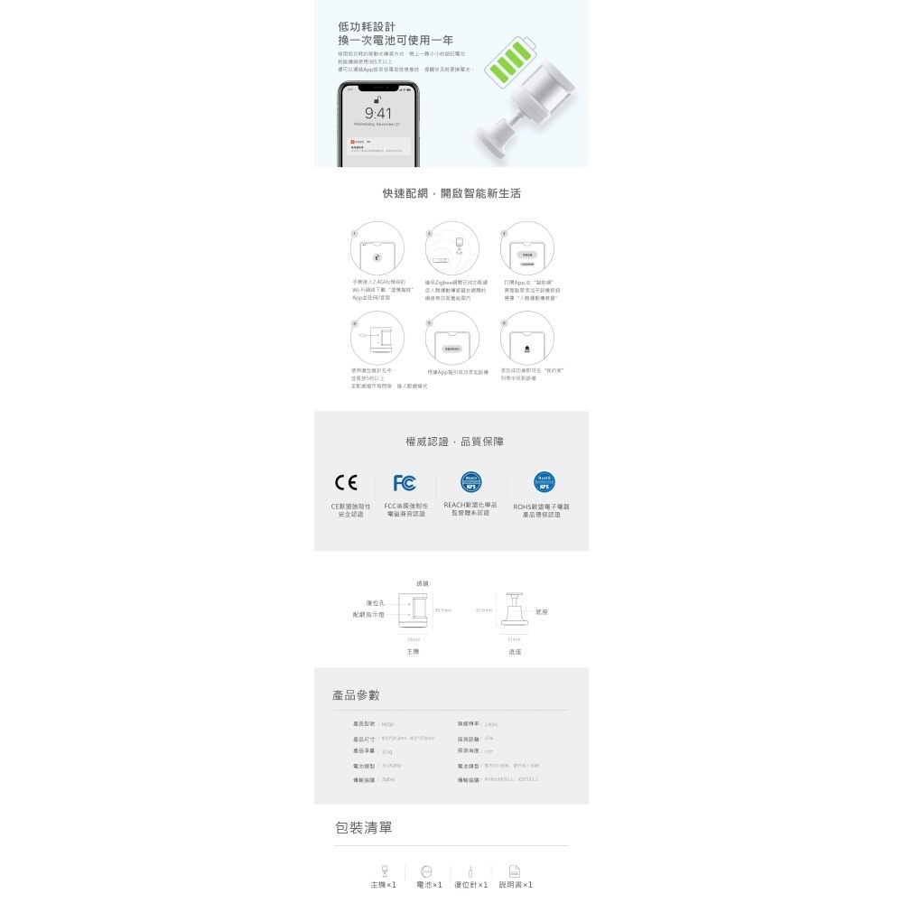 Tuya 智能生活 Zigbee PIR 人體感應探測器MD081 圓柱形 ZB 感應器-細節圖5