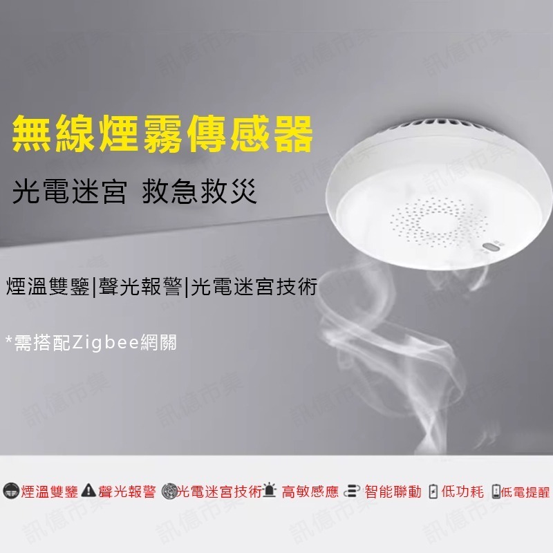 Tuya  Zigbee遠端監控智能煙霧火災警報器 遠端監控 住宅用火災警報器 偵煙型 煙霧偵測器-細節圖2