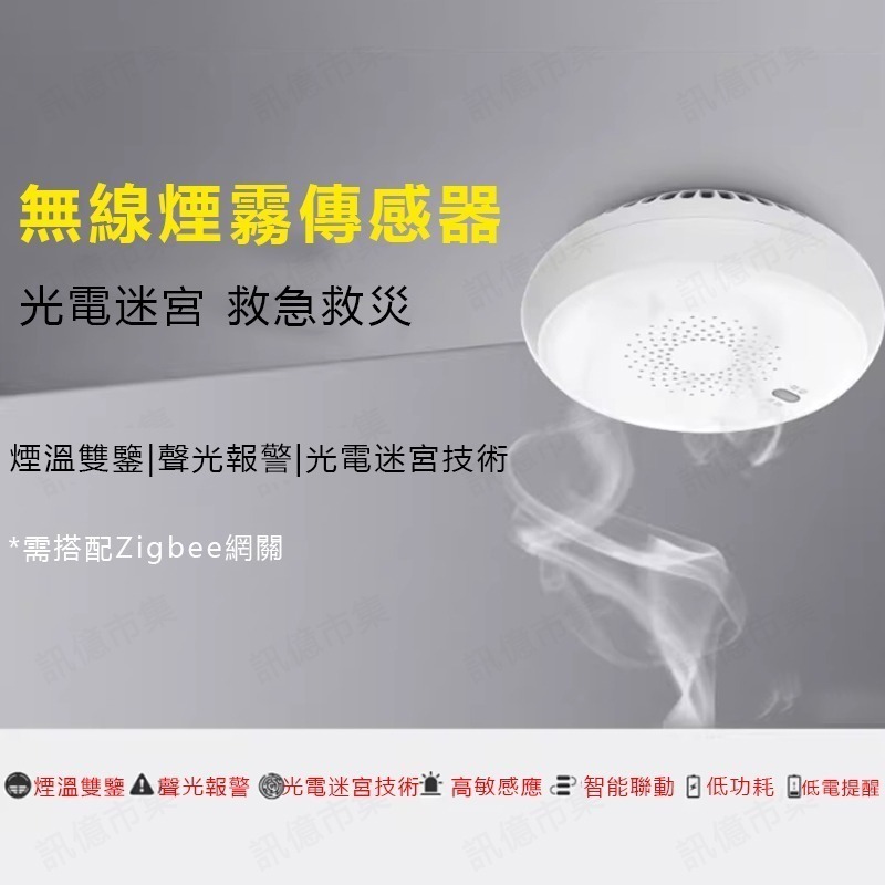 Tuya  Zigbee遠端智能 IOT煙霧火災警報器 遠端監控 住宅用火災警報器 偵煙型 煙霧偵測器-細節圖2