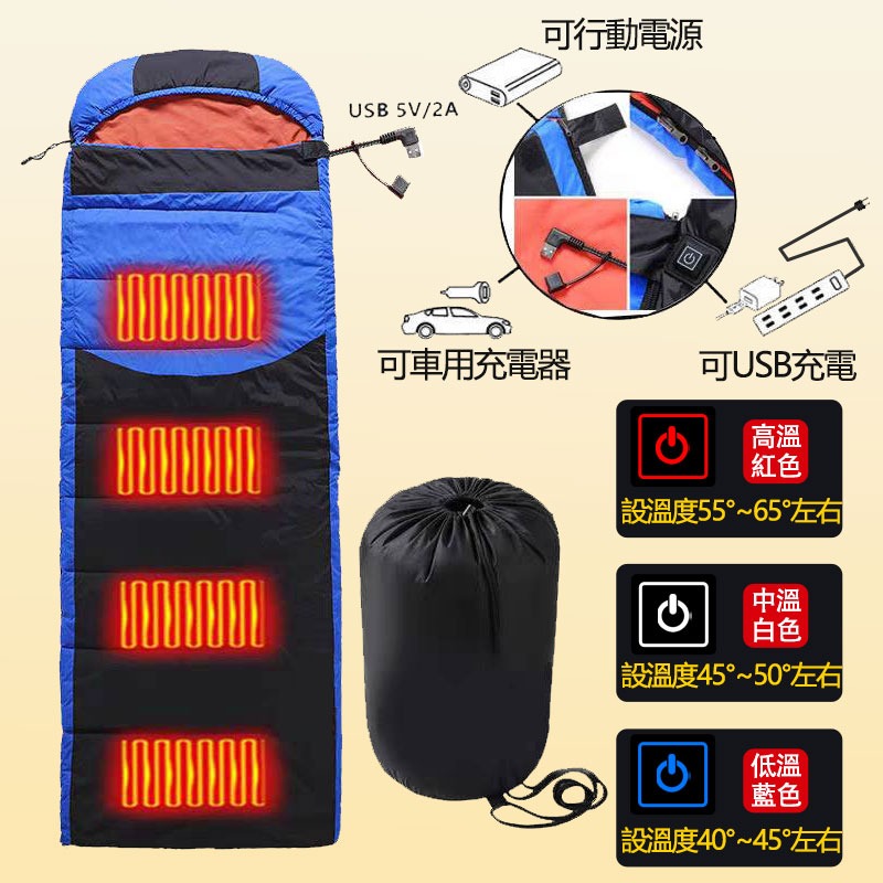 【台灣免運】戶外露營發熱睡袋 電熱棉睡袋 加熱睡袋 保暖睡袋 登山睡袋 旅行保暖防寒多功能睡袋 仿羽絨棉  睡袋 露營-細節圖4