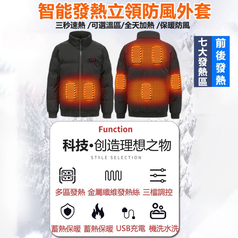 智能發熱超厚棉衣 電熱 外套 秋冬充電外套 恒溫棉衣 USB電熱衣 防風保暖連帽外套 鋪棉外套 暖暖包 賞雪-細節圖2