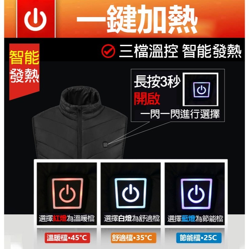 輕鬆抵抗寒流🔥電熱背心 🔥【三檔溫控 USB電熱保溫】智能電熱衣 電熱保暖衣 電發熱衣服 三檔調節 控溫男女同款-細節圖6