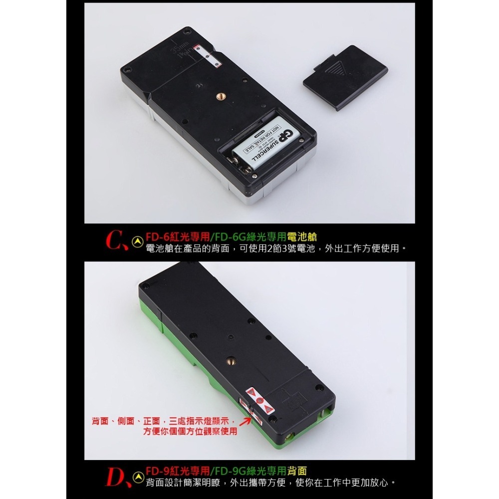 不怕太陽光 5線綠光水平儀專用接收器 雷射水平儀 不怕太陽曬 送支架 福田Fukuda-細節圖3