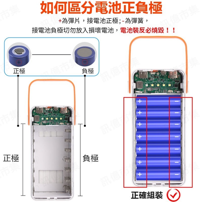 18650行動電源盒 <35節>電池套料 不含電池 充電盒 不可拆改-細節圖3