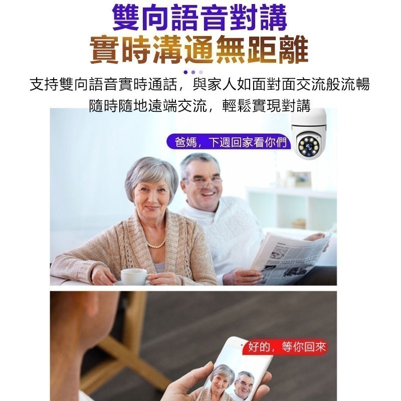 上帝視角~免安裝 360度燈泡座攝影機【4分割 1080P白光全彩 智能追蹤】雲蟻/千鳥APP遠端WIFI手機監視器-細節圖9