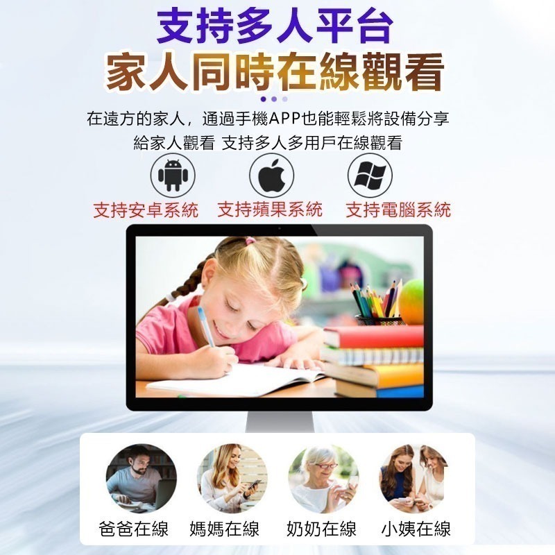 上帝視角~免安裝 360度燈泡座攝影機【4分割 1080P白光全彩 智能追蹤】雲蟻/千鳥APP遠端WIFI手機監視器-細節圖10