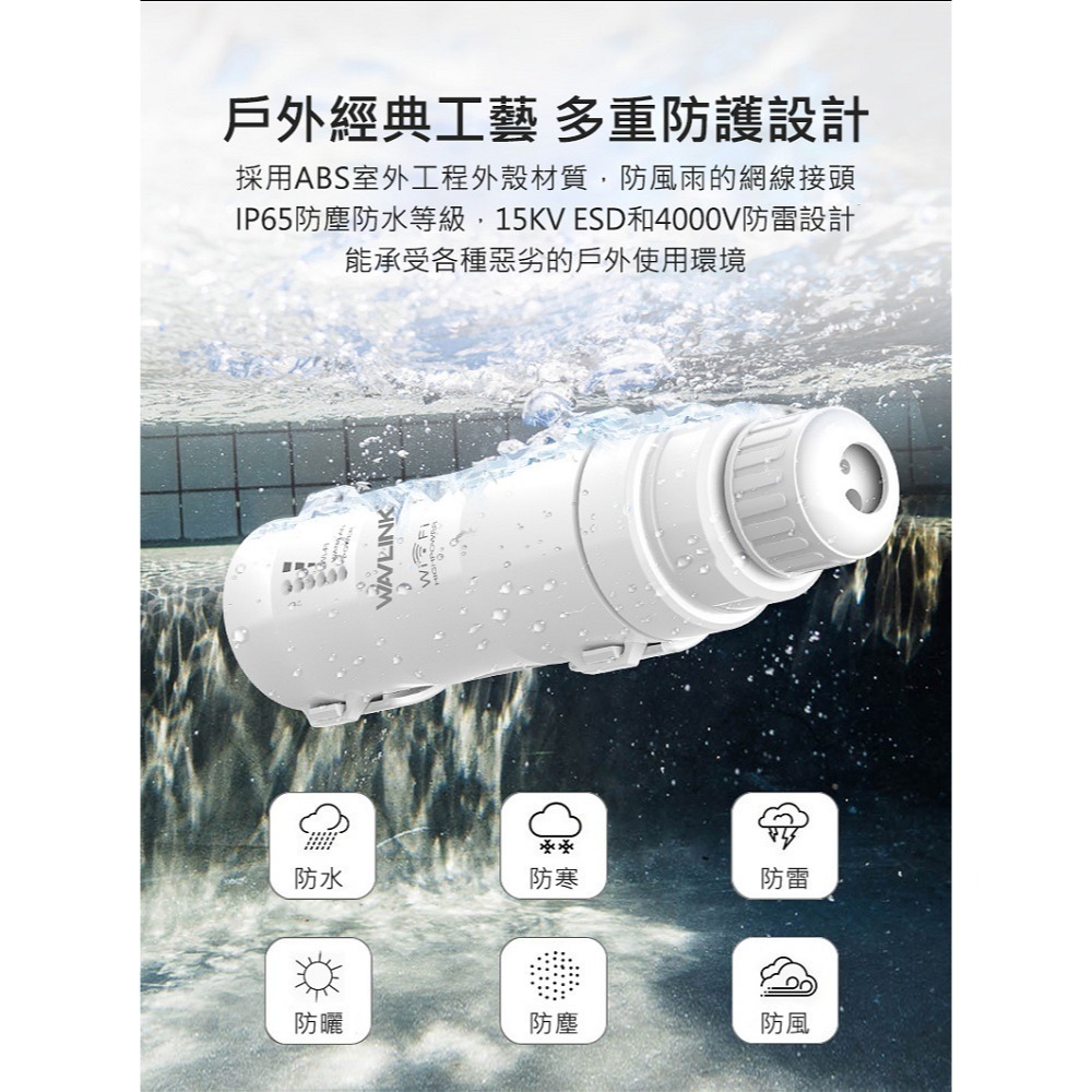 台灣保固 防水戶外Wifi無線雙頻中繼器WN570 64台掛機量 高速600Ｍ 高速無線分享器IP66防水等級-細節圖6