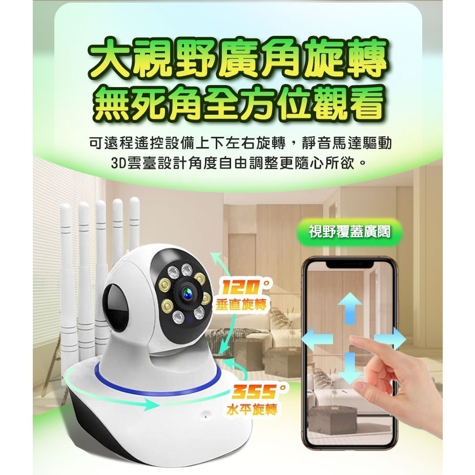 1296P 有看頭360度超廣角廣角攝影機【300萬WIFI6 日夜全彩 旋轉追蹤】Yoosee 無線5G雙頻監視器-細節圖5