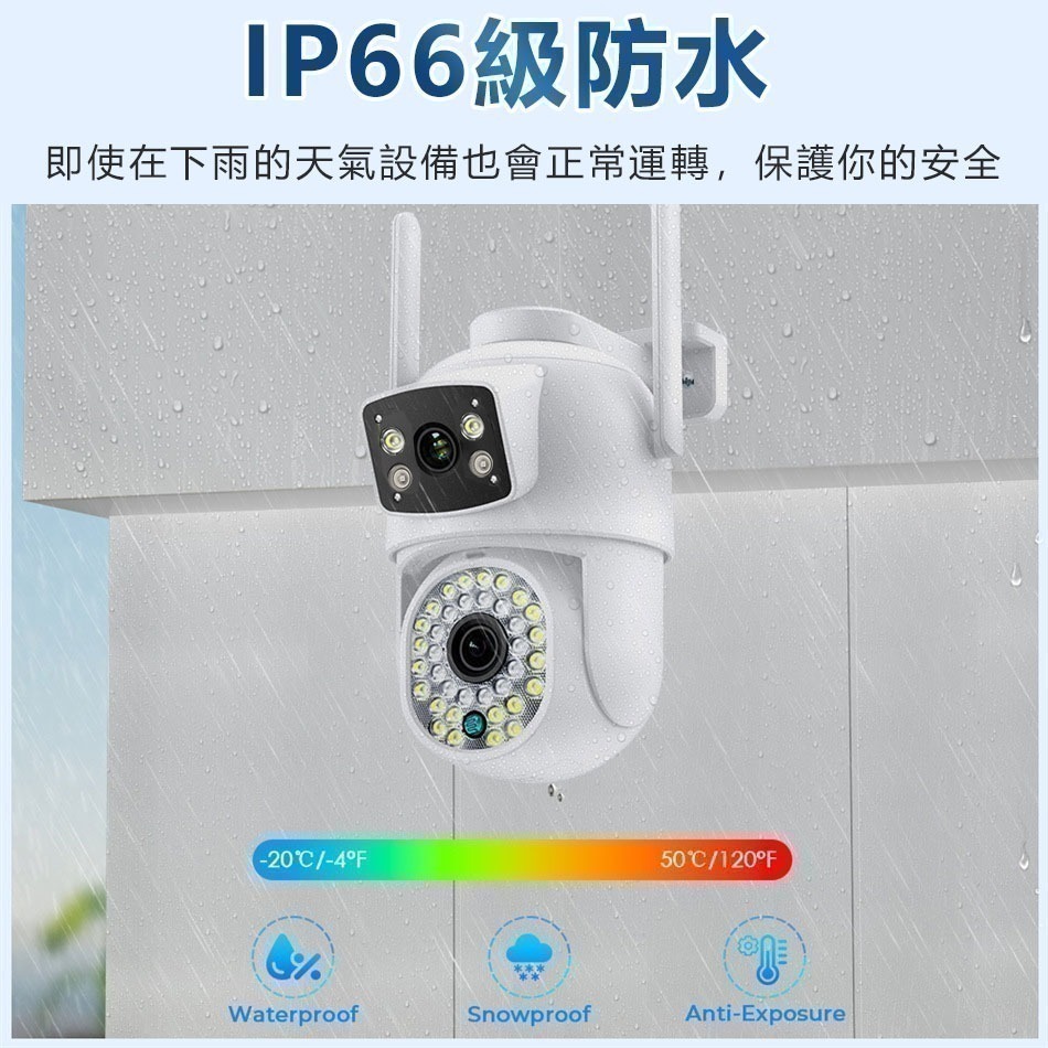 600萬雙鏡頭攝影機【360度旋轉追蹤 300萬固定槍+300萬隨轉球 白光紅外日夜全彩】 有看頭APP戶外監視器-細節圖9