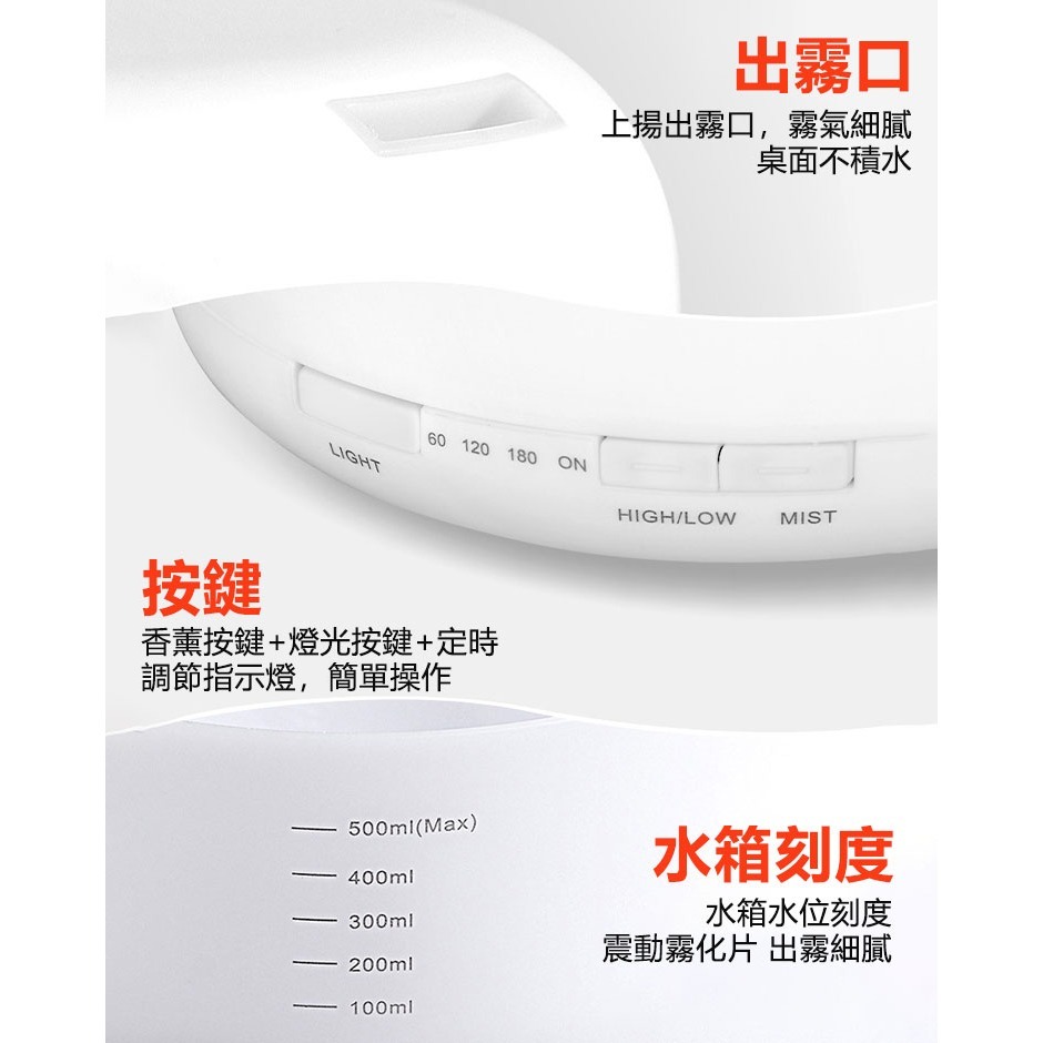 七彩超聲波香薰機 空氣加濕器 噴霧機 芳療精油 香薰機、擴香機 純精油 擴香儀-細節圖4