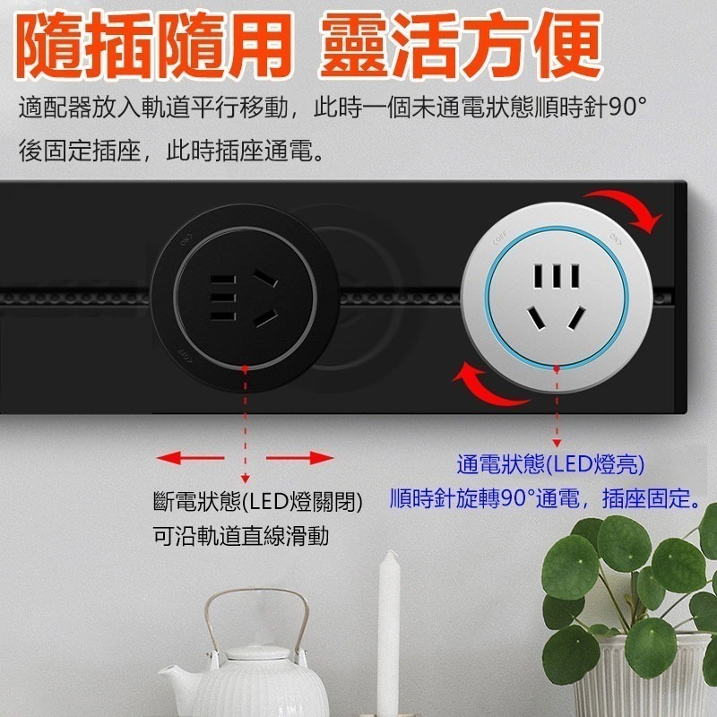 移動式插座 110V-220V  USB插座延長綫 電源插座 滑軌防水插座 #免驗-細節圖4