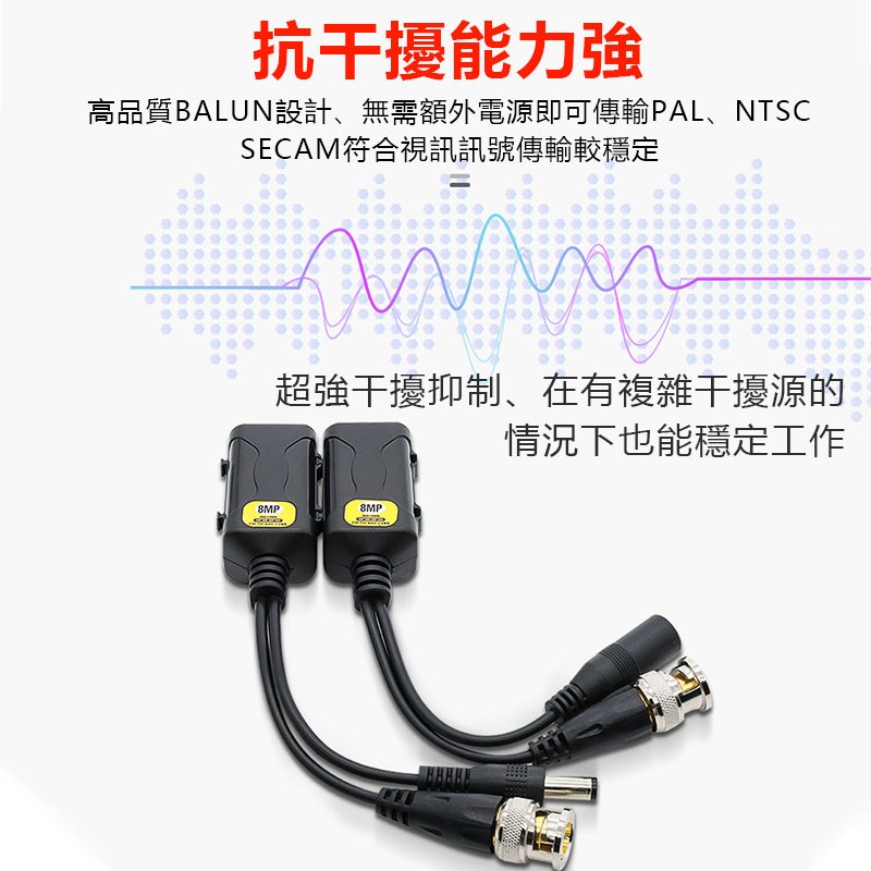 二合一雙絞線傳輸器同軸模擬 BNC接頭轉RJ45網路線口-細節圖2