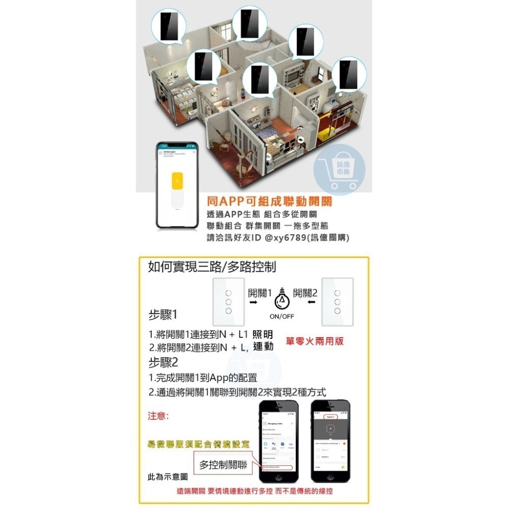 台灣免運 APP聲控智慧觸控電燈開關【台灣版 單火零火 單零火兩用 電燈 燈切】易微聯手機聲控智慧宅-細節圖8
