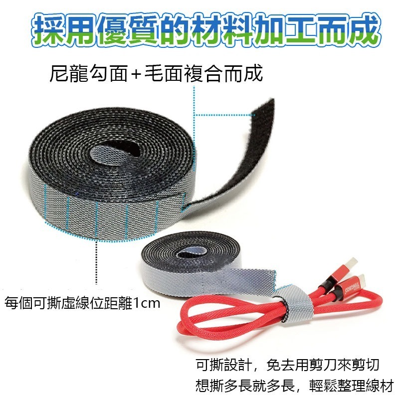 魔鬼氈 束線帶 束帶 扎帶 數據線收納 電腦理線整理器 綁帶 自粘 充電線收納器-細節圖2