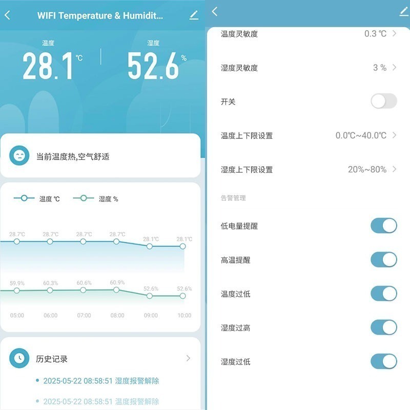 台灣 手機遠端溫濕度警報器 TUYA智能生活 APP智能聯動傳感器 感知室內溫度濕度變化 數據警報分析-細節圖7