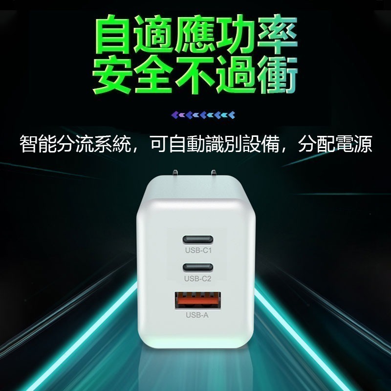 氮化鎵GaN⚡️65W快充電源供應器🔋1A2C三孔可充筆電 PD快充頭旅行充電頭TYPE-C 國家檢驗合格-細節圖5