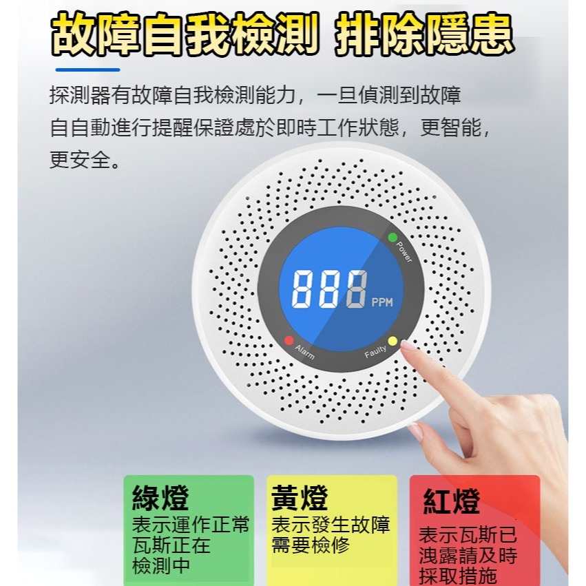 單機氣體偵測器 瓦斯/一氧化碳偵測器警報器 AI自動關閉天然氣 TUYA智能生活火災警報器 天然氣關閉機器人-細節圖5