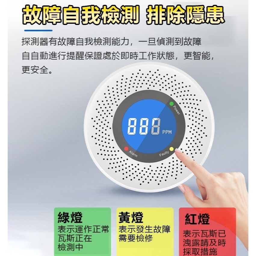 單機氣體偵測器 瓦斯/一氧化碳偵測器警報器 AI自動關閉天然氣 TUYA智能生活火災警報器 天然氣關閉機器人-細節圖5