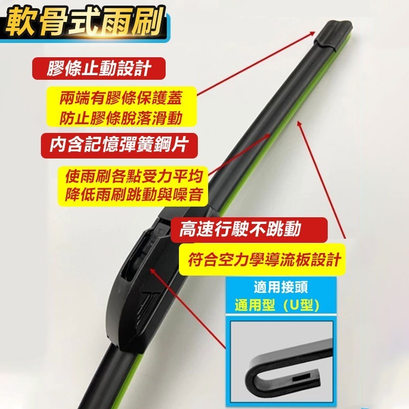 高品質軟骨矽膠雨刷 J-hook U鉤靜音撥水鍍膜雨刷 適用TOYOTA豐田 Lexux 現代KIA系車種-細節圖5