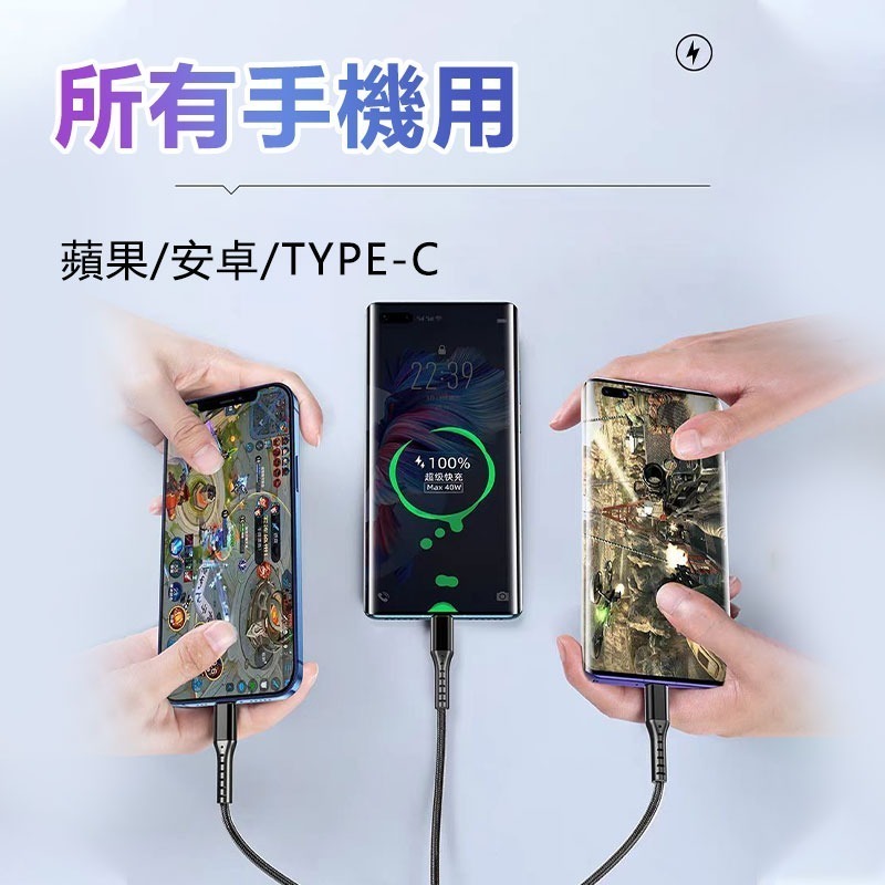 多功能快速傳輸線 USB三合一數據線 充電線 快充線 數據線 閃充線 手機快充線-細節圖4