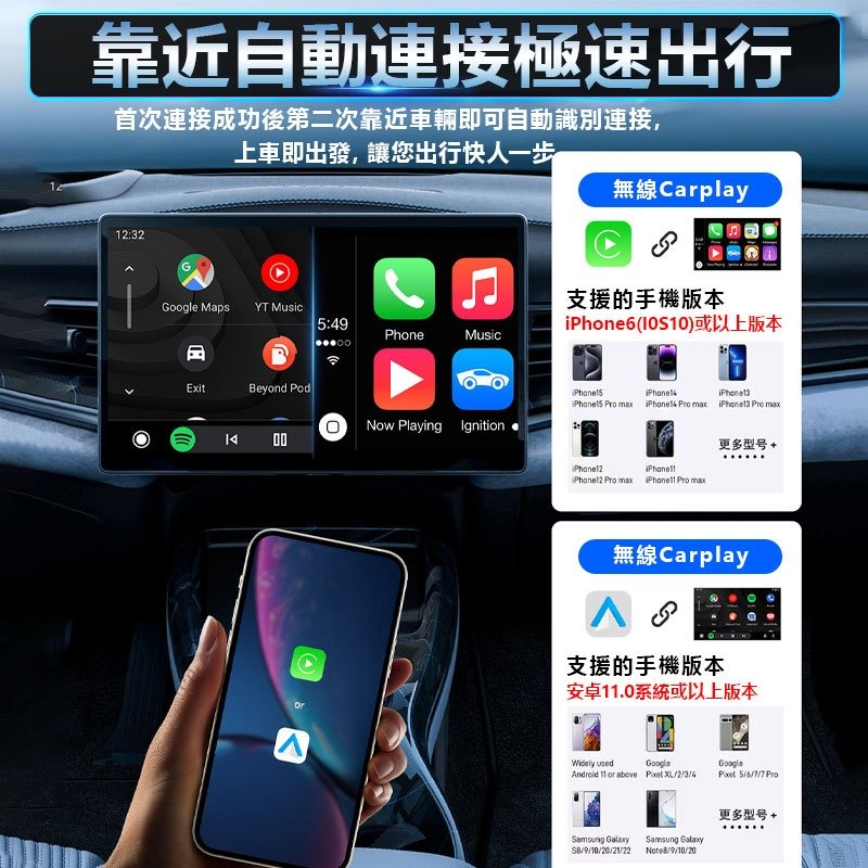 鋁合金不熱當🎖CarPlay Android Auto無線轉接器【無須改裝 隨插即用】2合1 CP/AA有線轉無線-細節圖5
