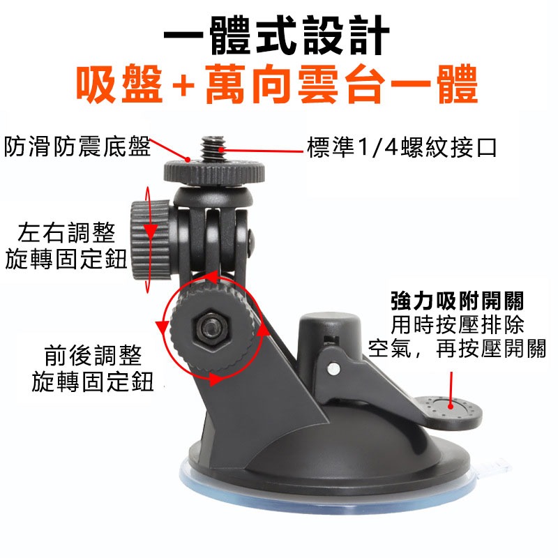 台灣出貨 無痕吸盤支架(1/4牙) 行車紀錄器固定架 手機萬向雲台支架-細節圖2