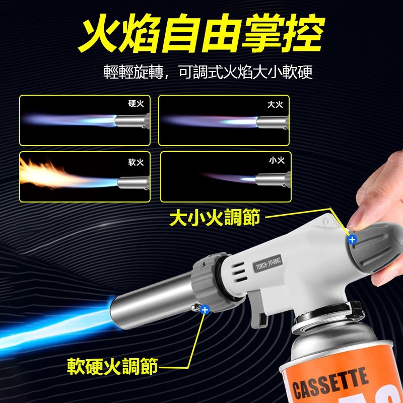 【高火力】多功能瓦斯噴槍頭🔥自帶點火 烘焙噴火槍 烤布蕾料理 戶外野營打火機 另有卡式底座-細節圖3