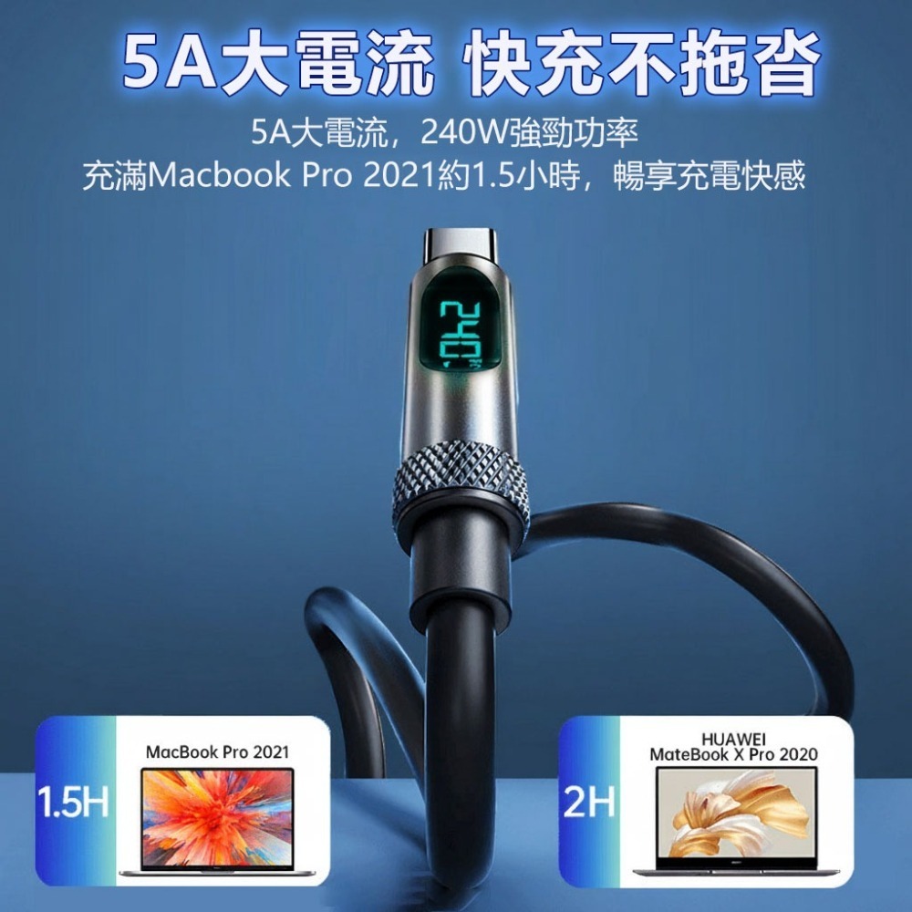 240W數顯快充線 PD快充 480M數據線 傳輸線-細節圖2