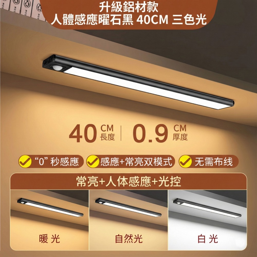 LED 超薄感應夜燈 臥室廚房小夜燈 磁吸感應燈 玄關燈 櫥櫃燈 感應燈 櫥櫃燈 USB充電 大電池高續航力-規格圖9