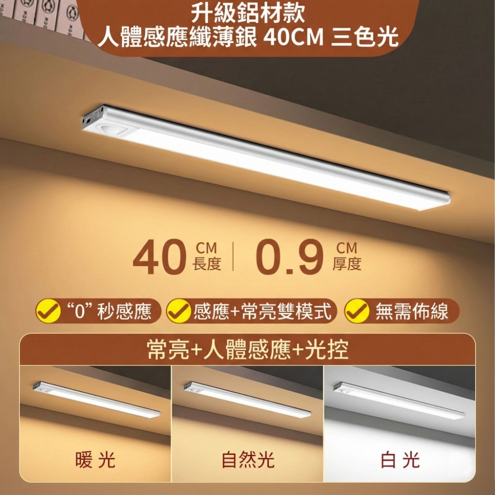LED 超薄感應夜燈 臥室廚房小夜燈 磁吸感應燈 玄關燈 櫥櫃燈 感應燈 櫥櫃燈 USB充電 大電池高續航力-規格圖9