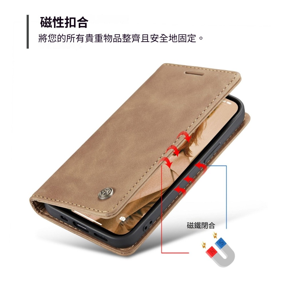 訊億💖iPhone17全系列 商務麂皮翻蓋精品皮套 錢包支架 磁吸卡包 全包防摔手機殼-細節圖7