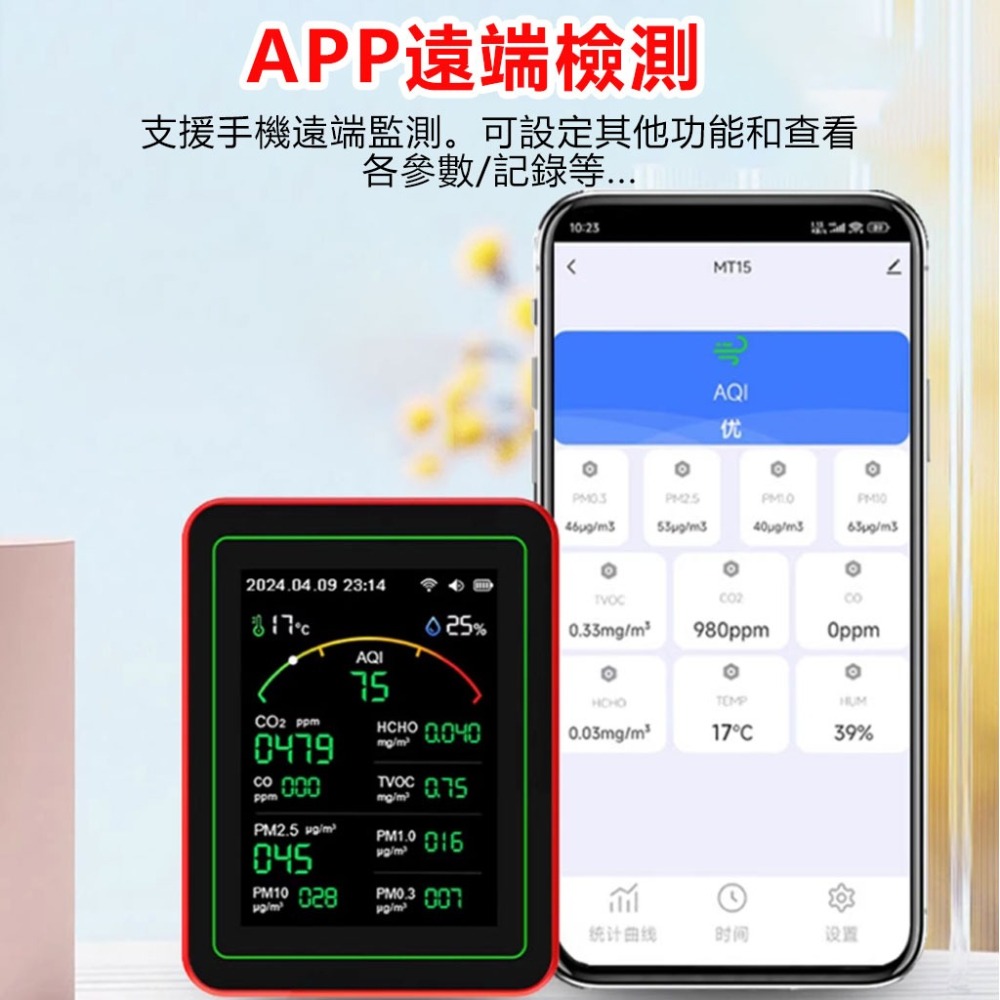 訊億 空氣品質檢測儀 APP遠端監測 Tuya智能生活 PM1.0 PM2.5 PM10甲醛檢測儀-細節圖4
