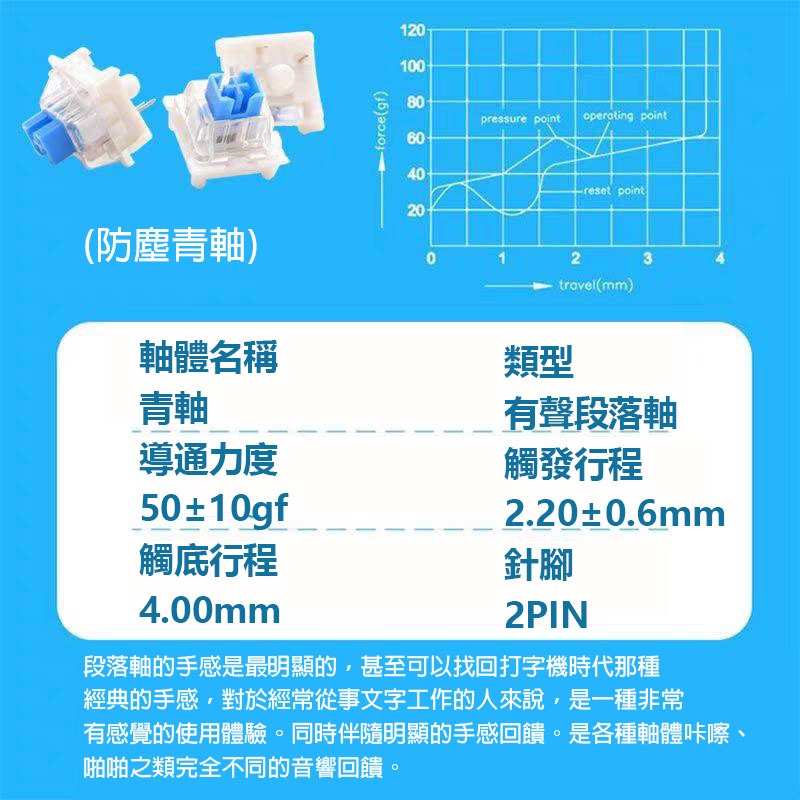 Outemu原腳(青軸)50入 無鍵盤