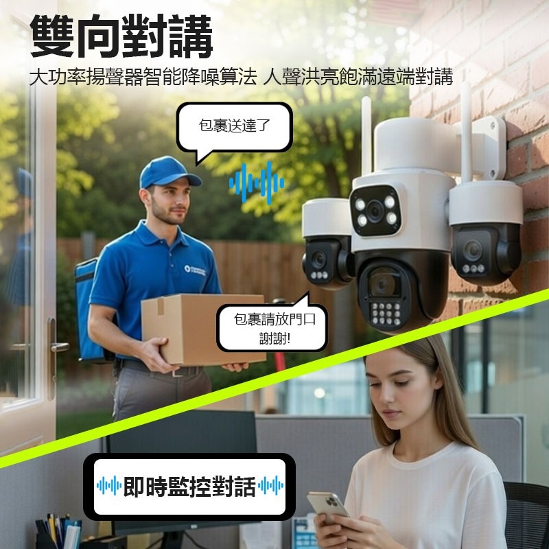 訊億👍有看頭 900萬三眼戶外監視器【一抵三 360度旋轉追蹤 2.5K 三鏡頭日夜全彩】Yoosee遠端攝影機-細節圖5