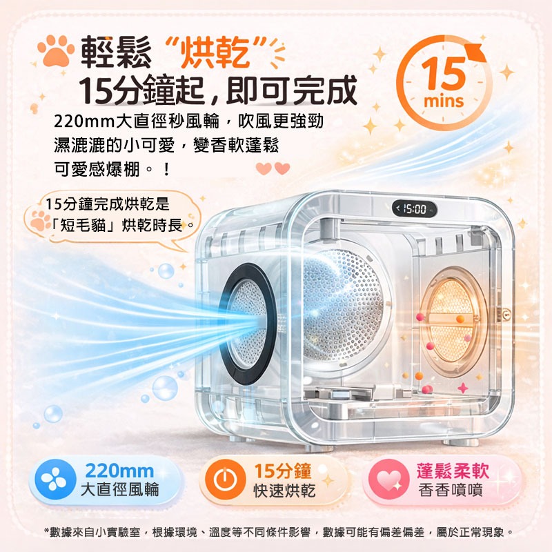 訊億 🐾寵物烘乾箱 70L大容量 AI恆溫 貓狗烘乾機 低噪音40dB 負離子護毛 UVC殺菌 智慧烘毛箱-細節圖10