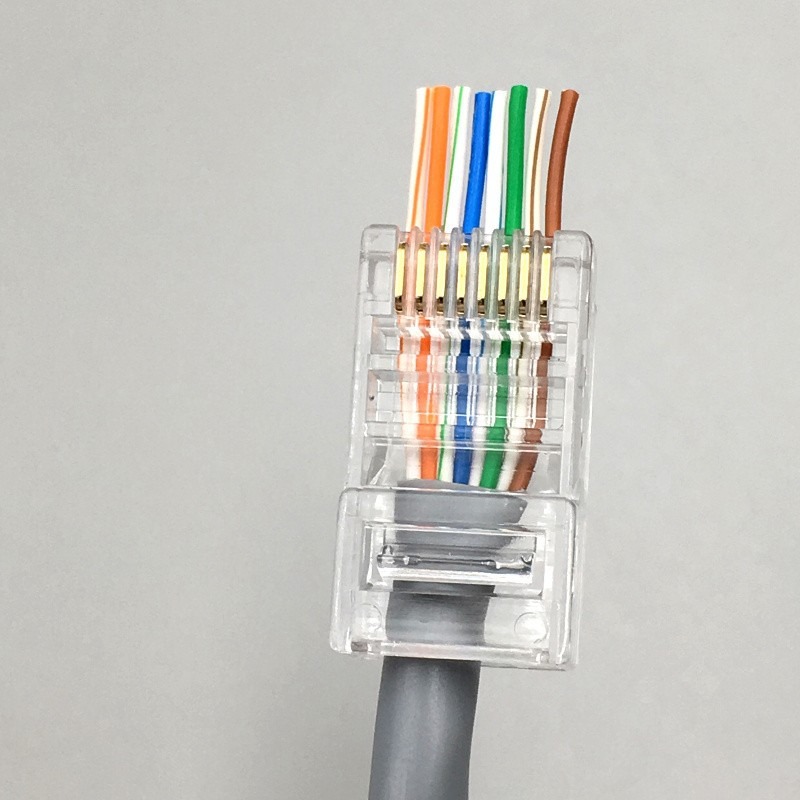 訊億 CAT6三叉直通水晶頭 100入｜RJ45 網路接頭｜穿透式 水晶接頭｜8P8C 網路線接頭｜適用 CAT5E-細節圖5