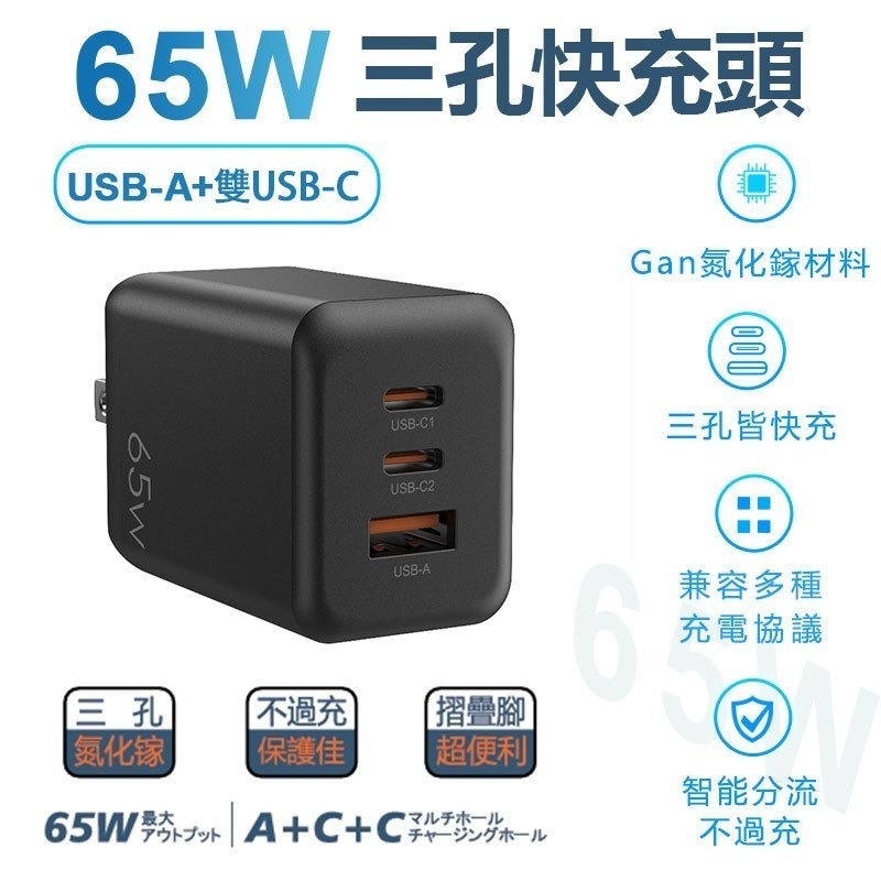 限定賣場 35/45/65W快充電源供應器【送 65W 4合1變形充電線】-規格圖4