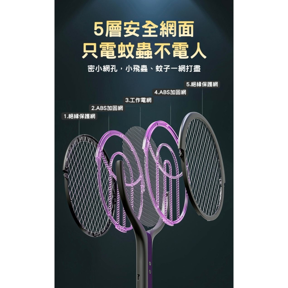 訊億 【可伸縮電蚊拍】USB充電式電蚊拍 滅蚊燈二合一 可折疊旋轉拍面 伸縮桿加長款 強力捕蚊拍 安全防護網-細節圖8
