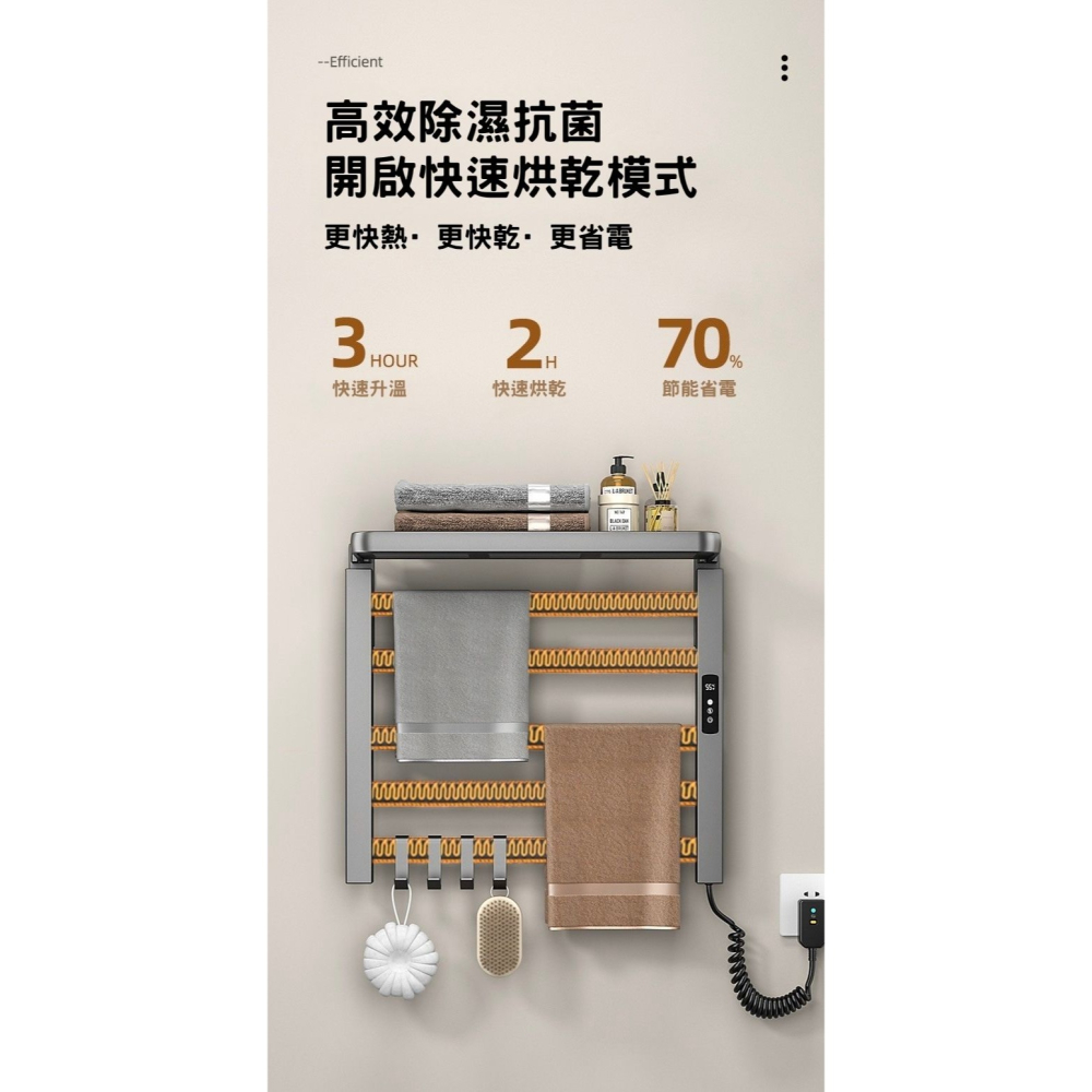 TUYA智能電熱毛巾架 50x50槍灰 110V 不銹鋼加熱毛巾架 浴室烘乾架 APP控制 定時控溫 IPX4防水-細節圖4