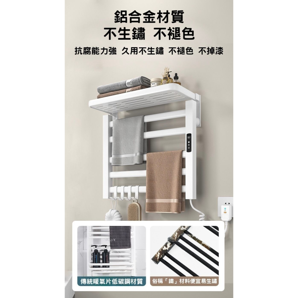 TUYA智能電熱毛巾架 50x50槍灰 110V 不銹鋼加熱毛巾架 浴室烘乾架 APP控制 定時控溫 IPX4防水-細節圖8