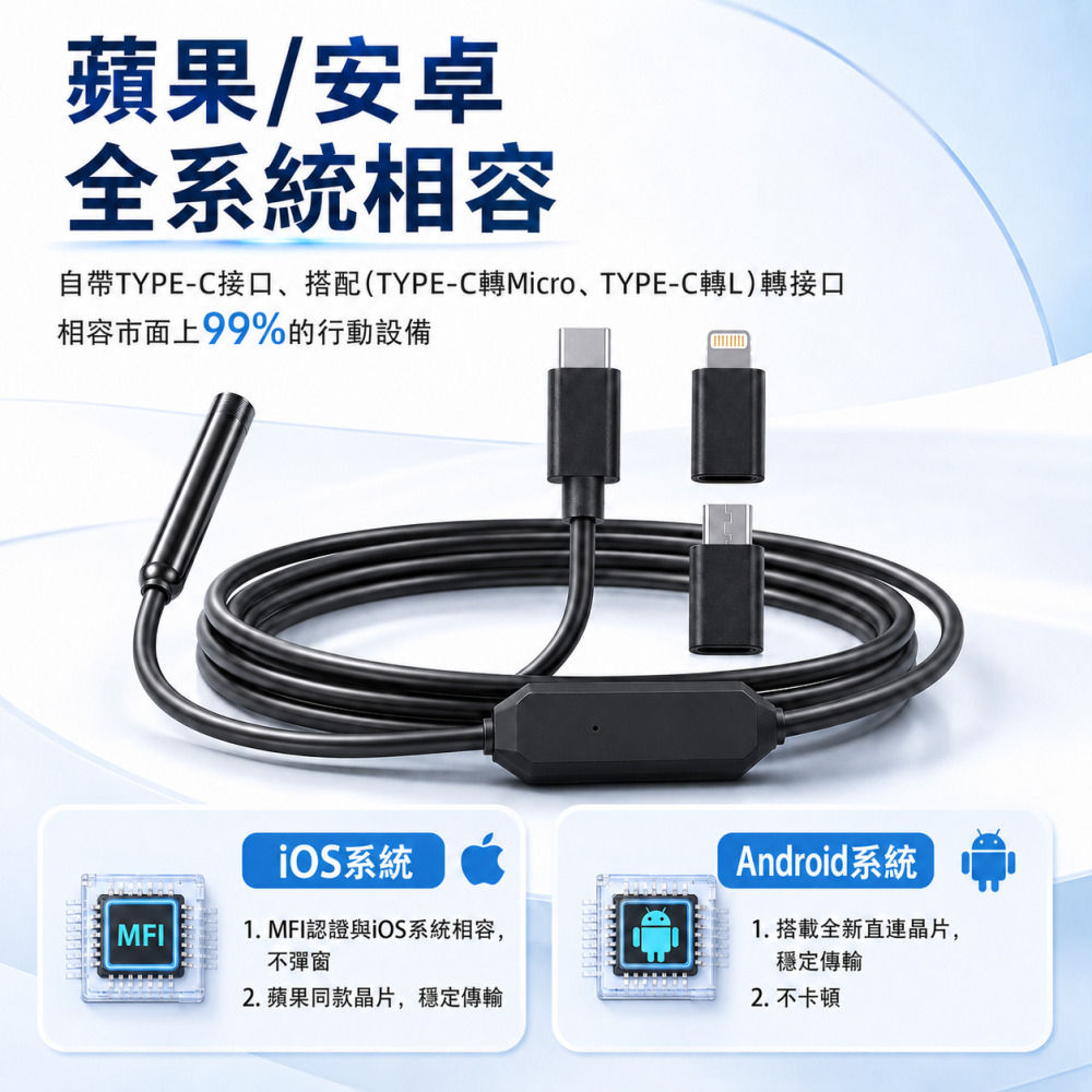 OTG工業內窺鏡 USB-C硬線內視鏡 單鏡頭雙鏡頭 2K 1080P 480P 管道汽修檢測 水電工 水下鏡頭-細節圖5