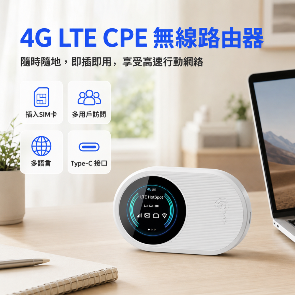【4G LTE插卡路由器】CPE無線WiFi分享器 SIM卡上網 Type-C供電 支援32台設備 行動網路分享器-細節圖3