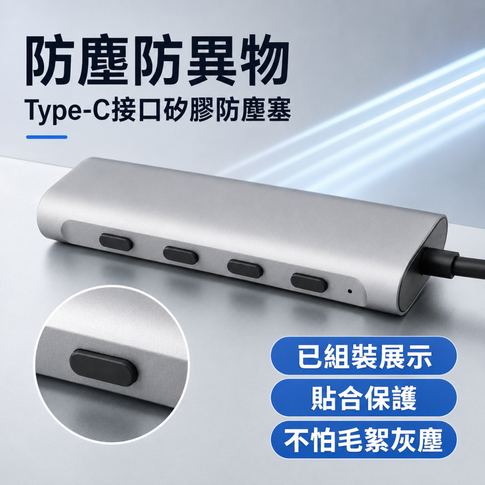 USB-C矽膠防塵塞 Type-C接口保護塞 防灰塵毛絮 手機平板筆電充電孔塞 黑色白色-細節圖2