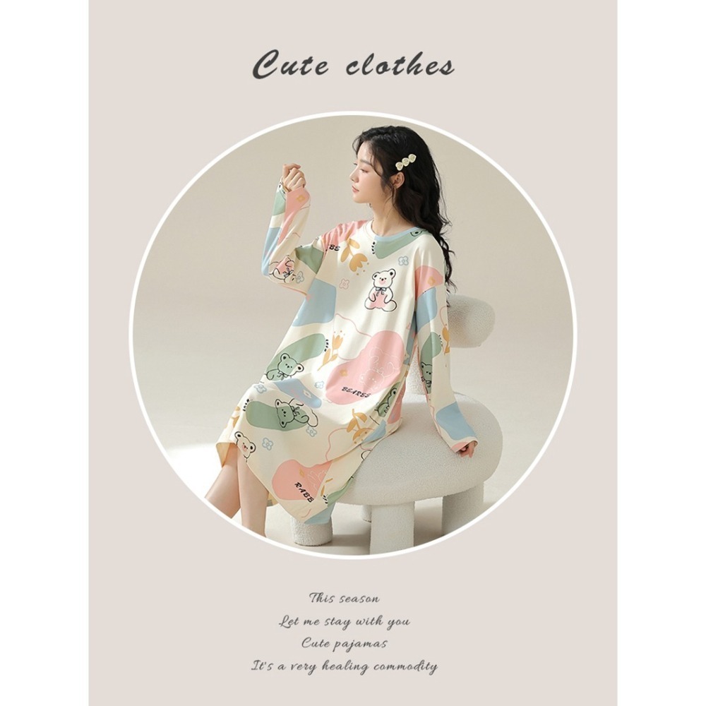 BJ COLLECTION 日系純棉熊寶貝圖案長袖居家服 BJC50020 FREE-細節圖3