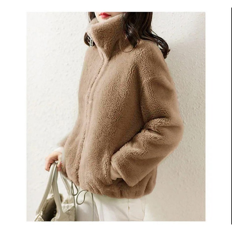 BJ COLLECTION 日系純色保暖羊羔毛外套 BJC10024 棕色-細節圖4