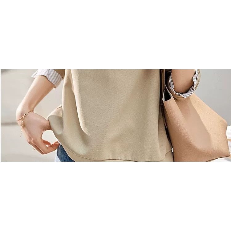 BJ COLLECTION 日系假兩件拚接條紋襯衫領短袖上衣 BJC30094 FREE-細節圖4